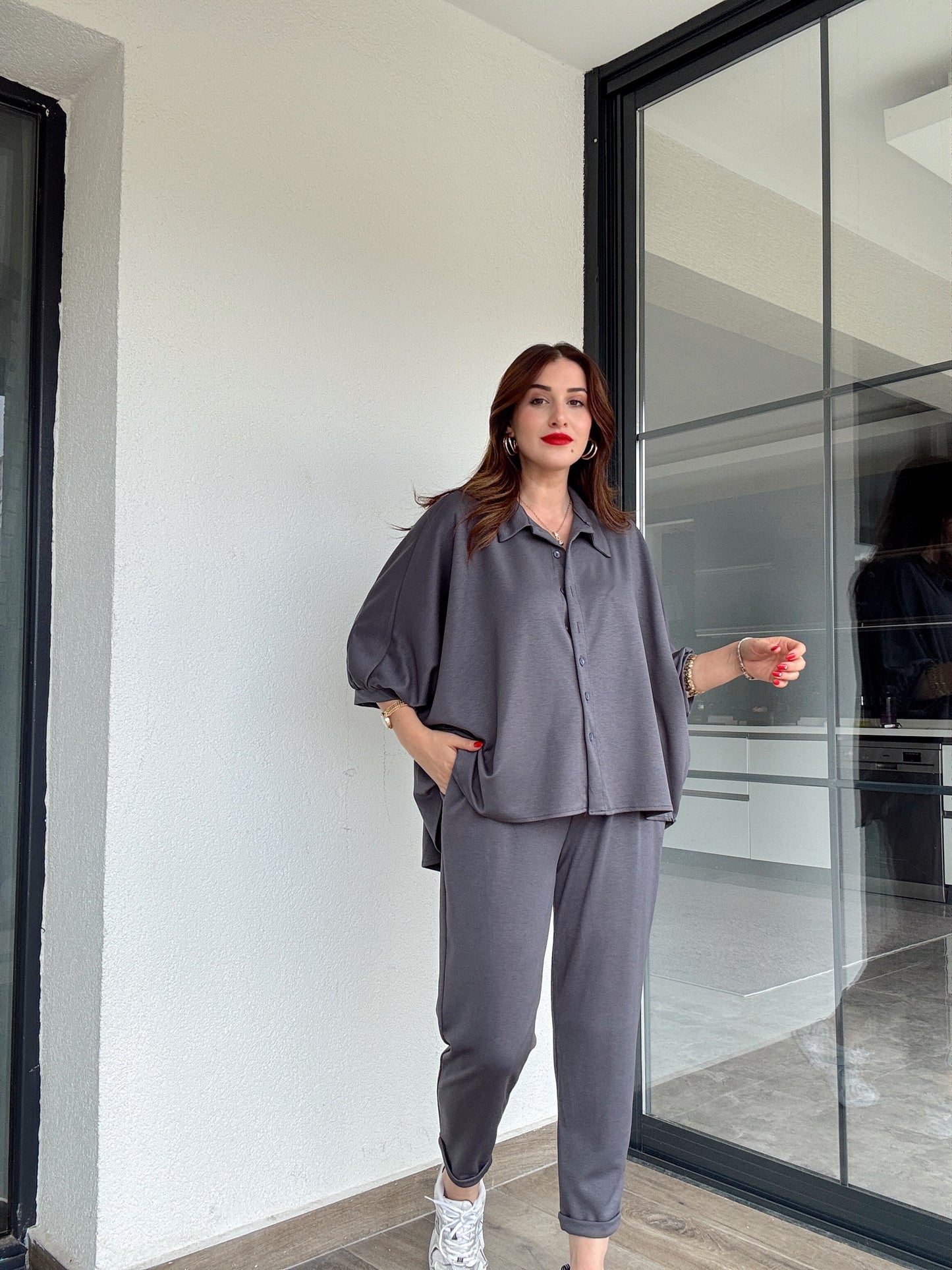 Premium Kumaş İkili Takım Gri