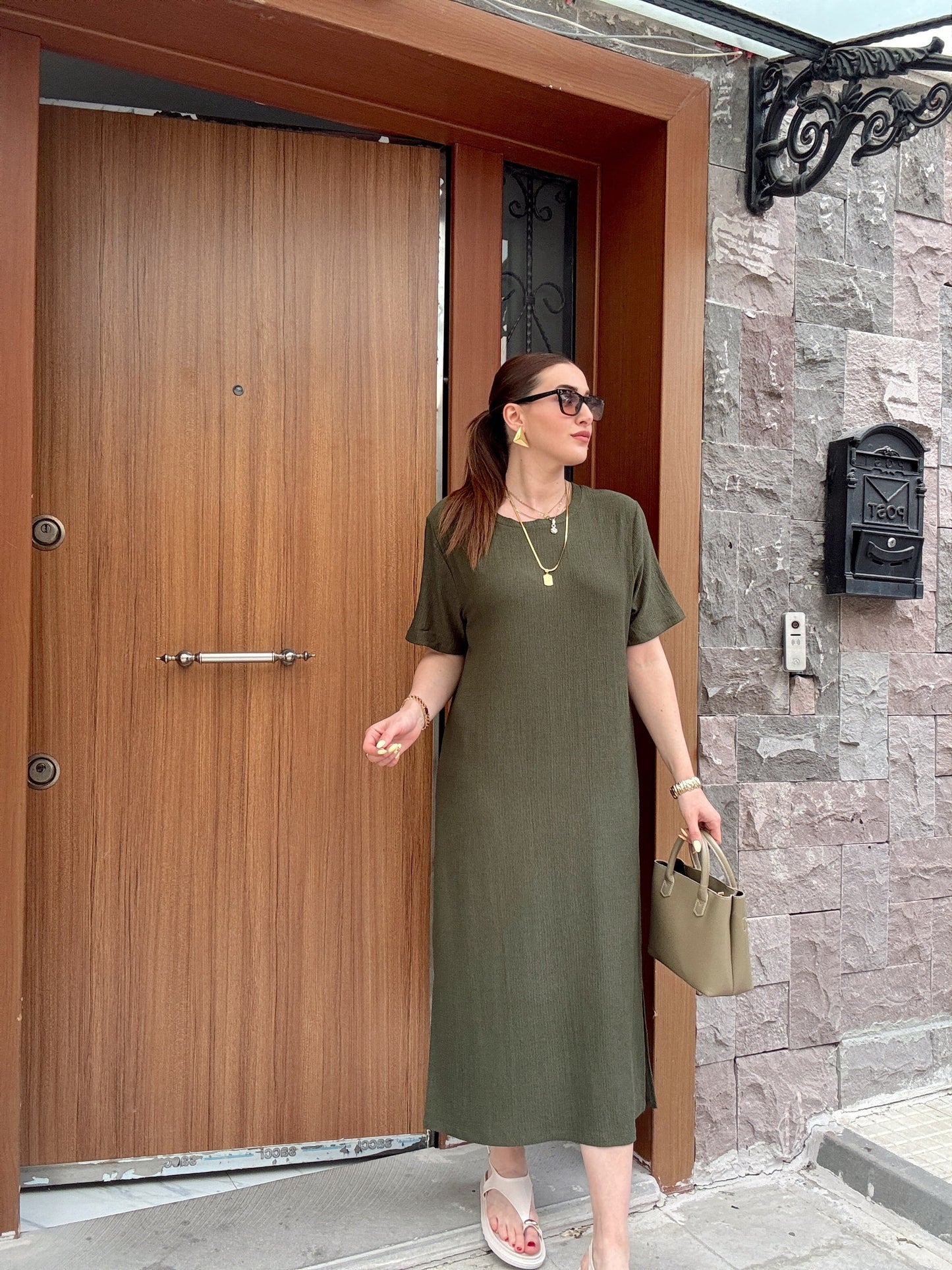 Oversize Salaş Elbise Haki
