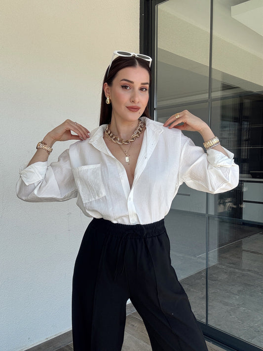 Basic Crush Gömlek - EKRU