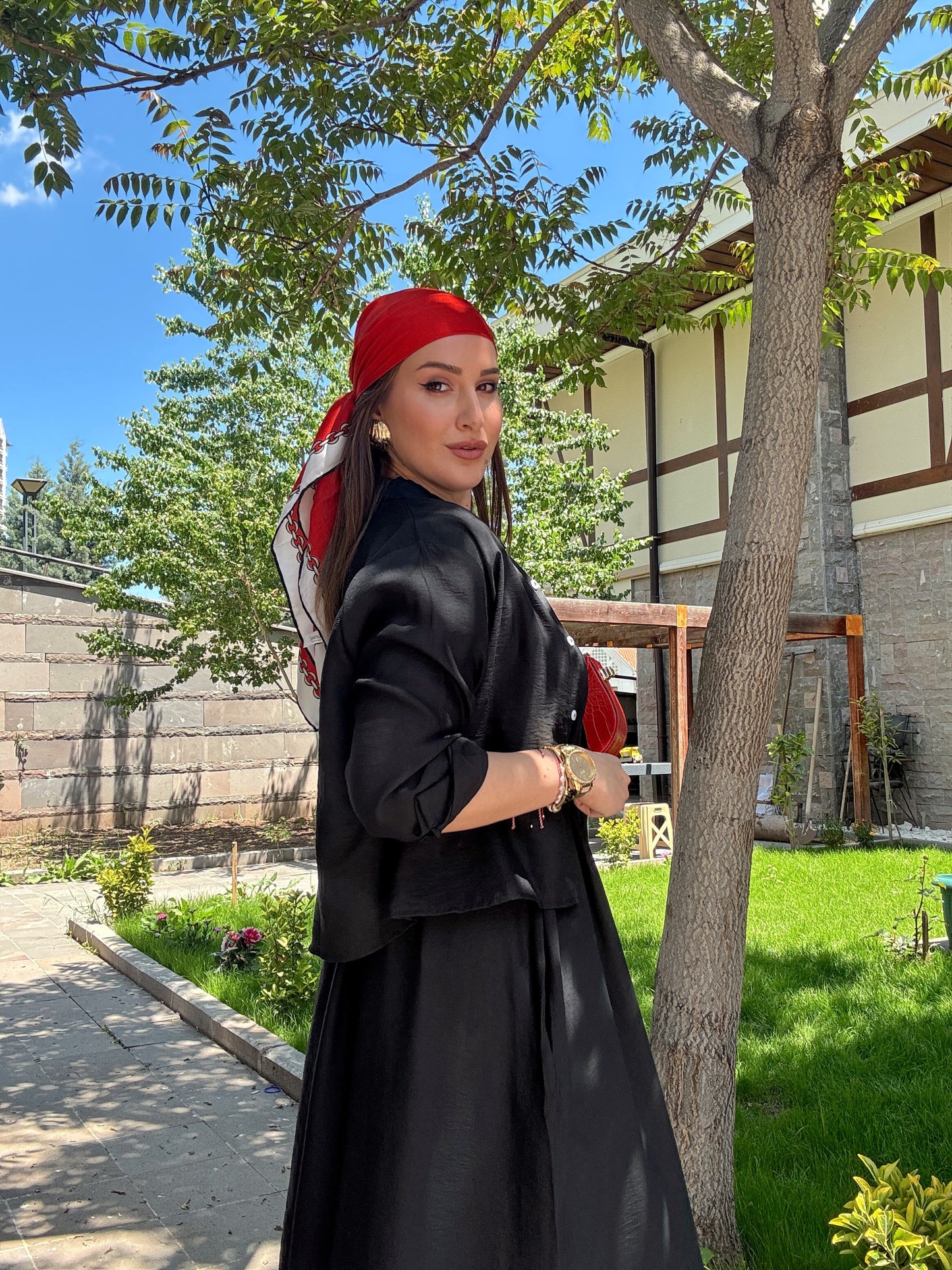 Gömlekli Elbise Takım Siyah
