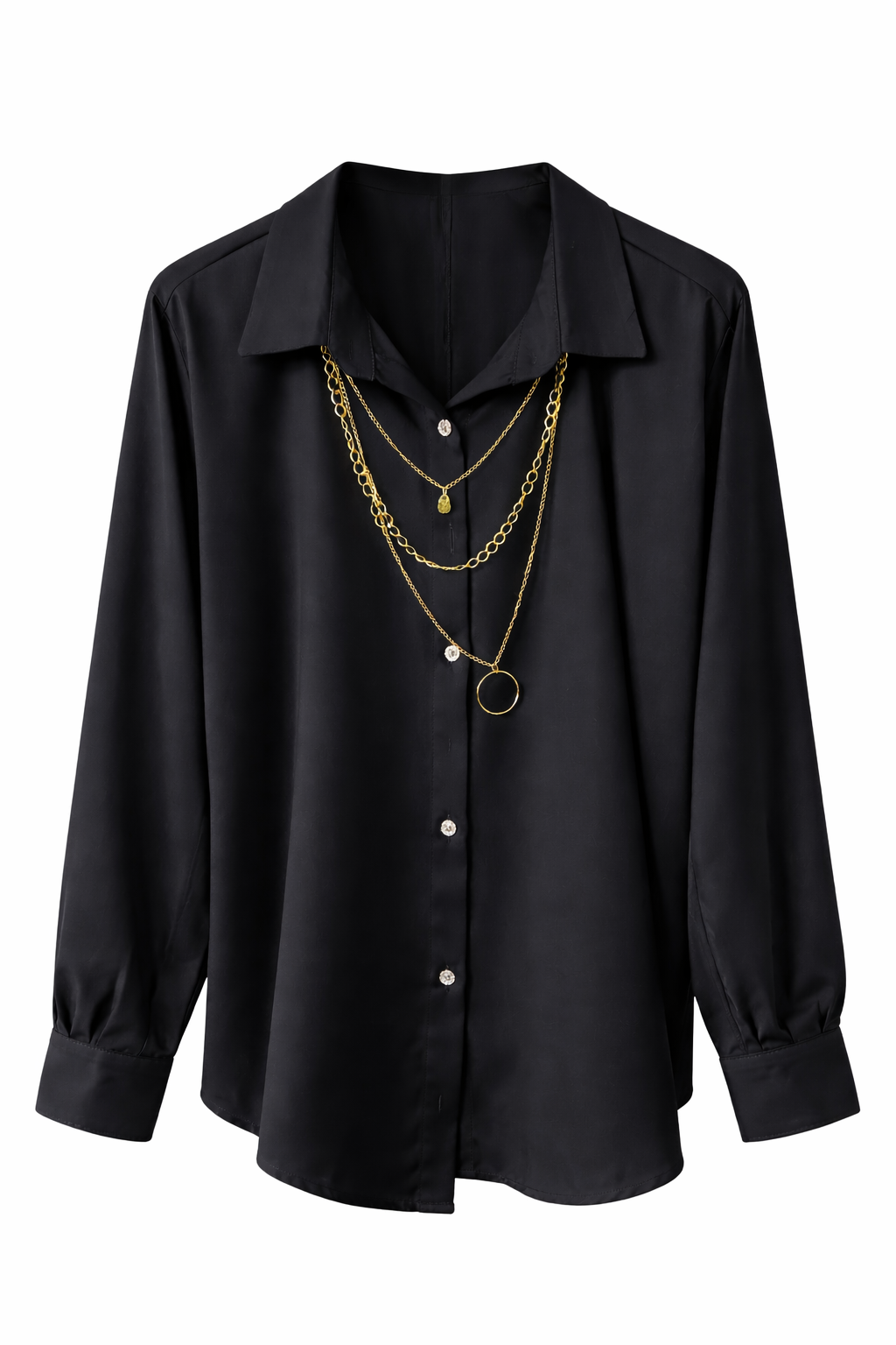 Yarasa Kol Kolyeli Gömlek-SİYAH