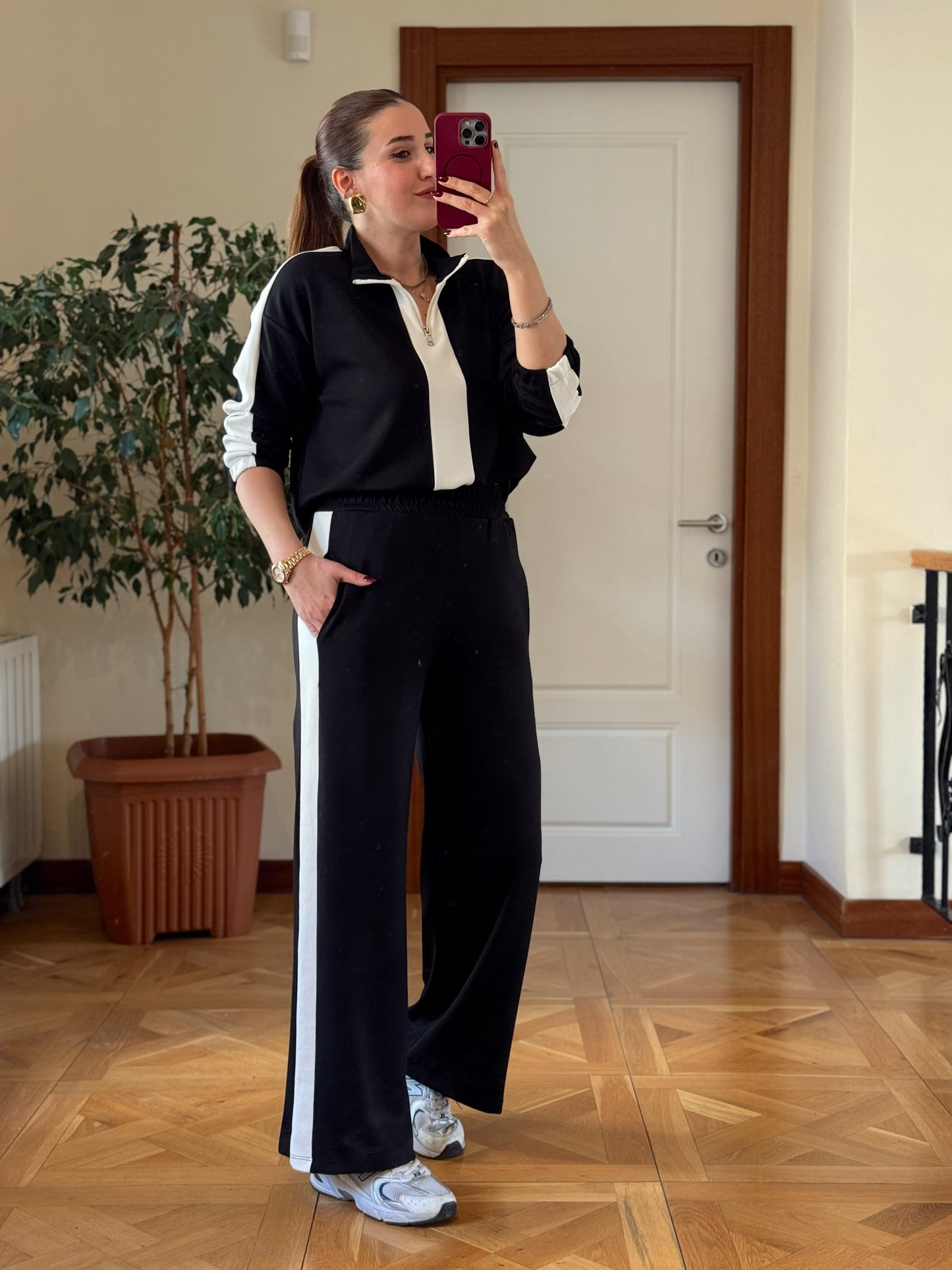 Yarım Fermuarlı Modal Takım Siyah