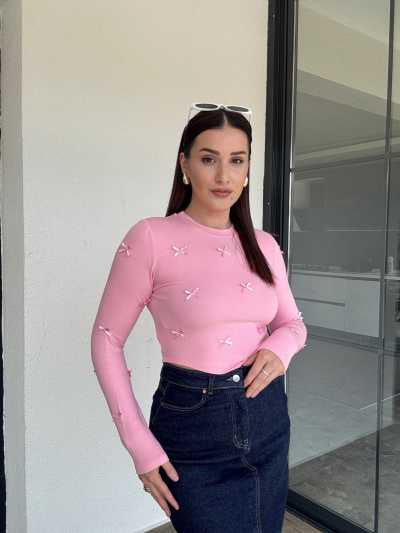 Fiyonklu Modal Bluz Pembe