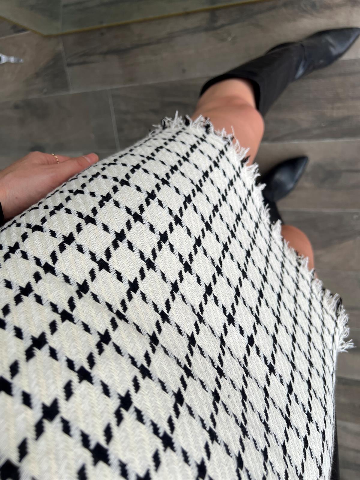 Ekose dar etek BEYAZ