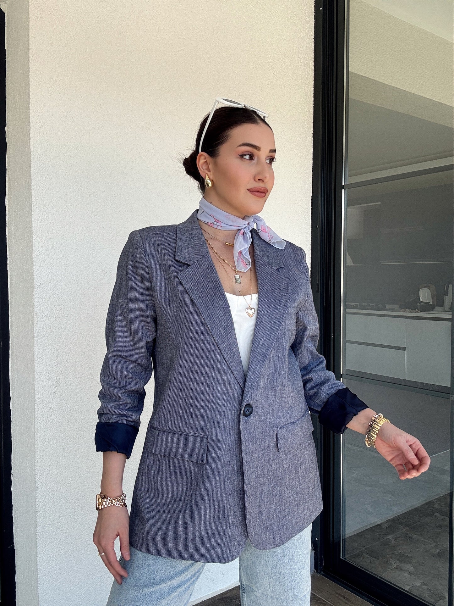 Tencel Ceket - MAVİ