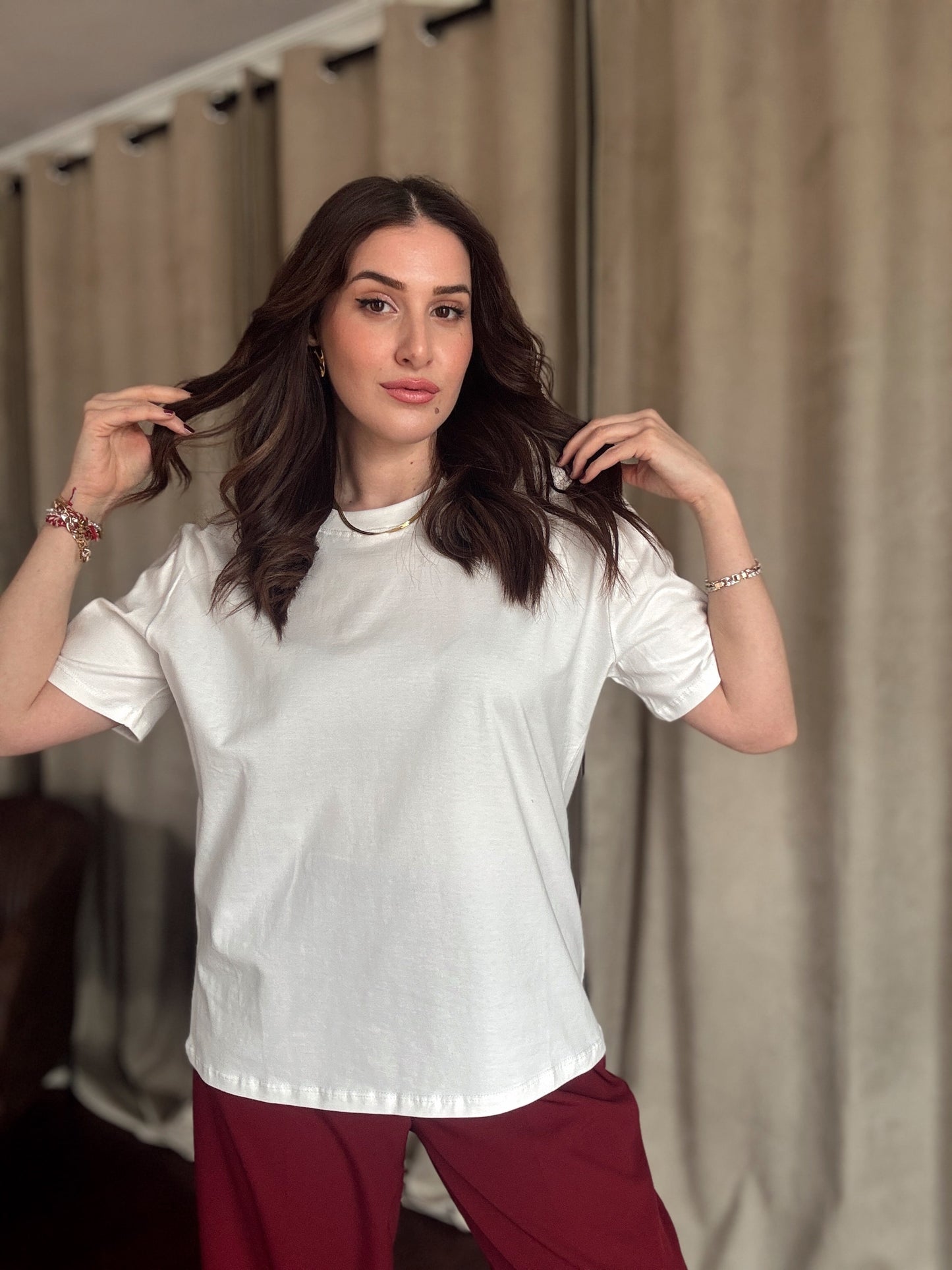Bisiklet Yaka Basic Tişört BEYAZ
