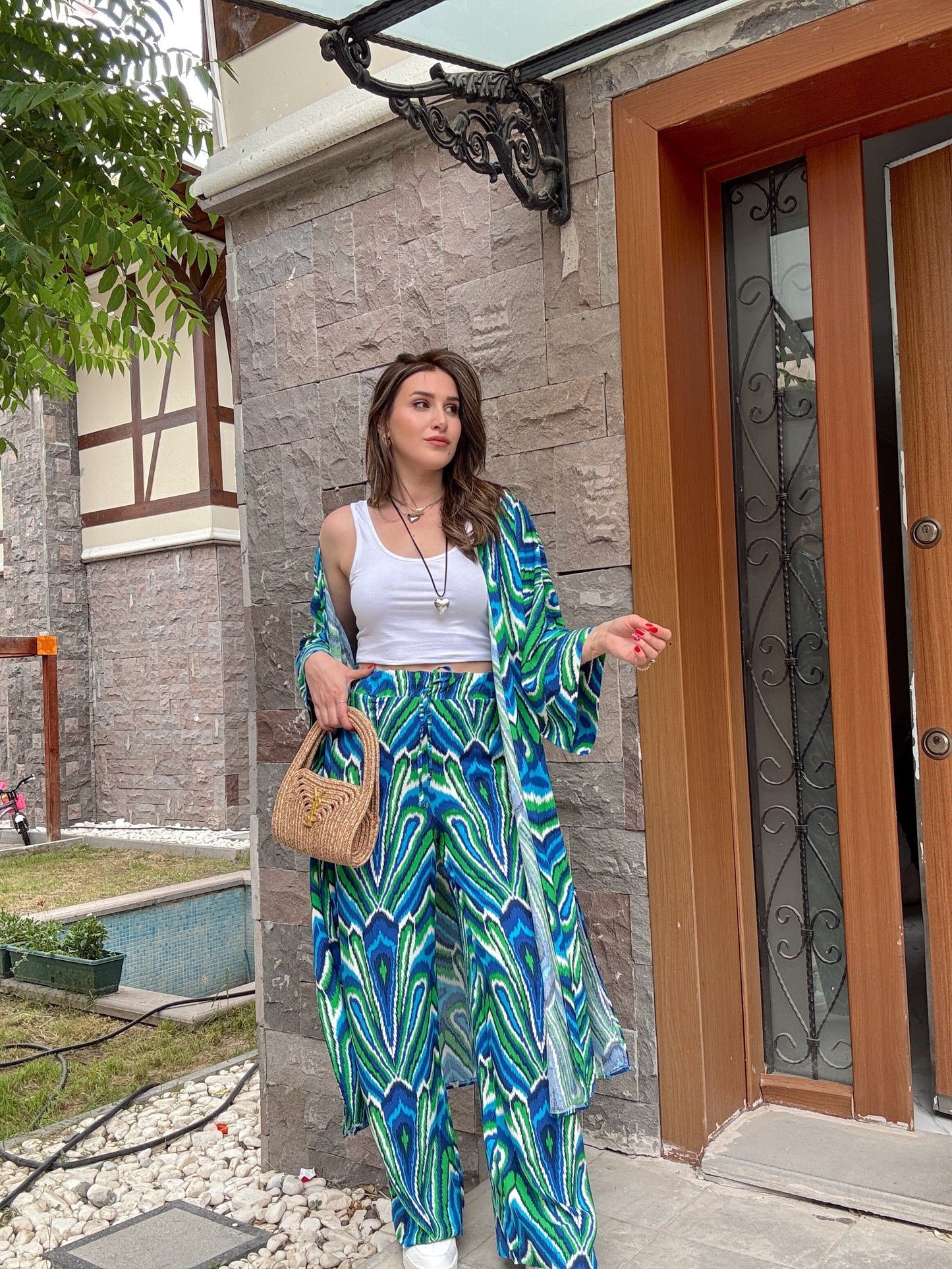 Desenli Kimono Takım Mix