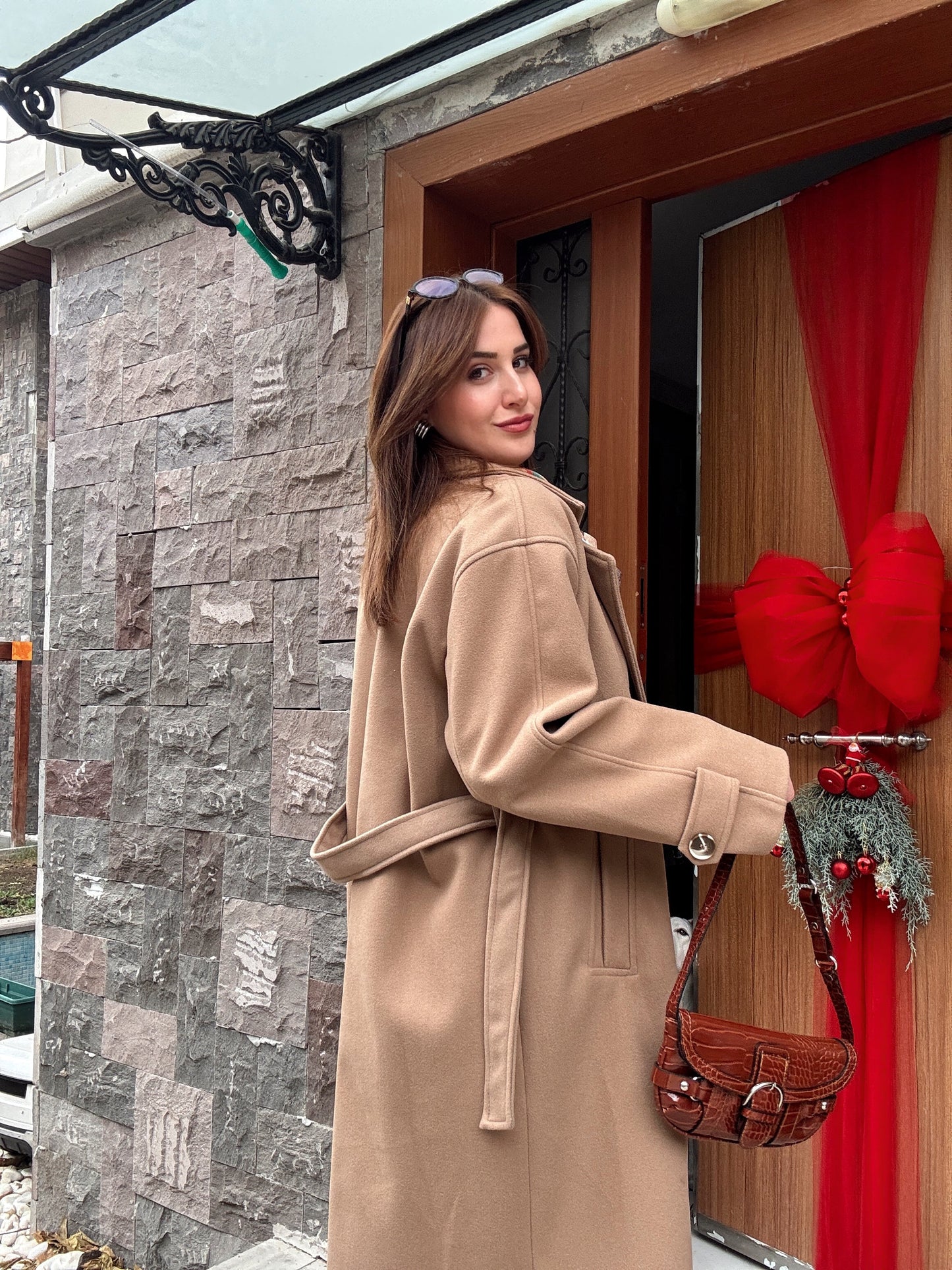 Kolu apoletli uzun kaşe kaban-CAMEL