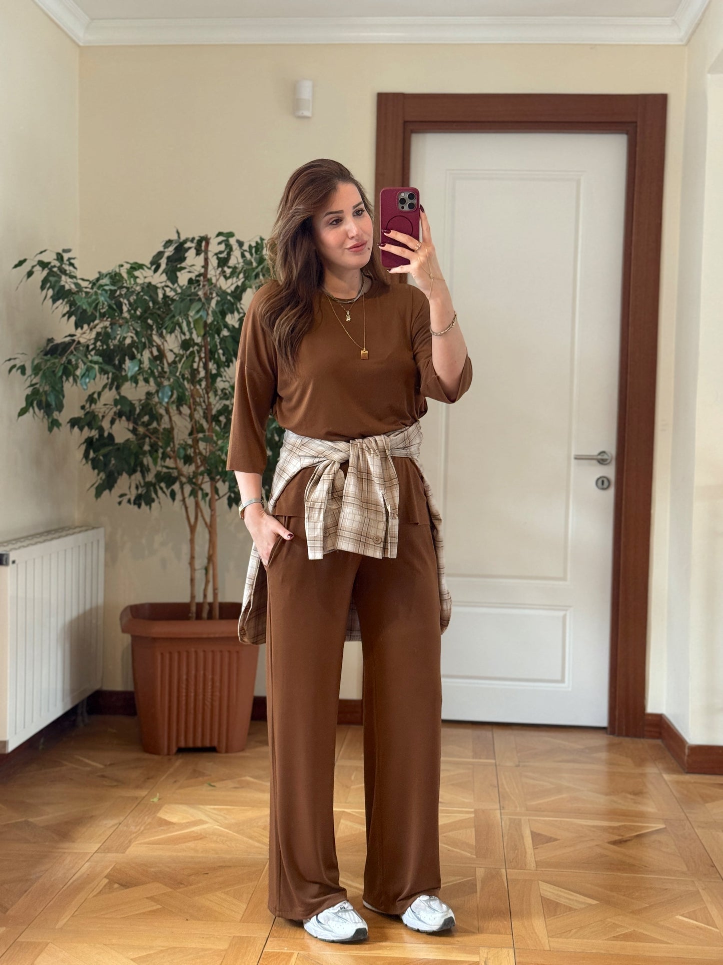 Lazer kesim oys takım kahve