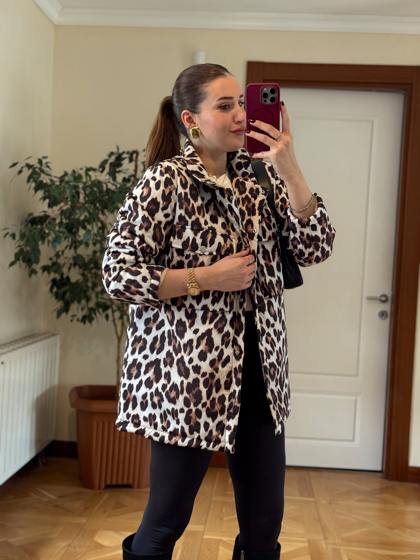 Leopar Desen Astarlı Mont - LEOPAR