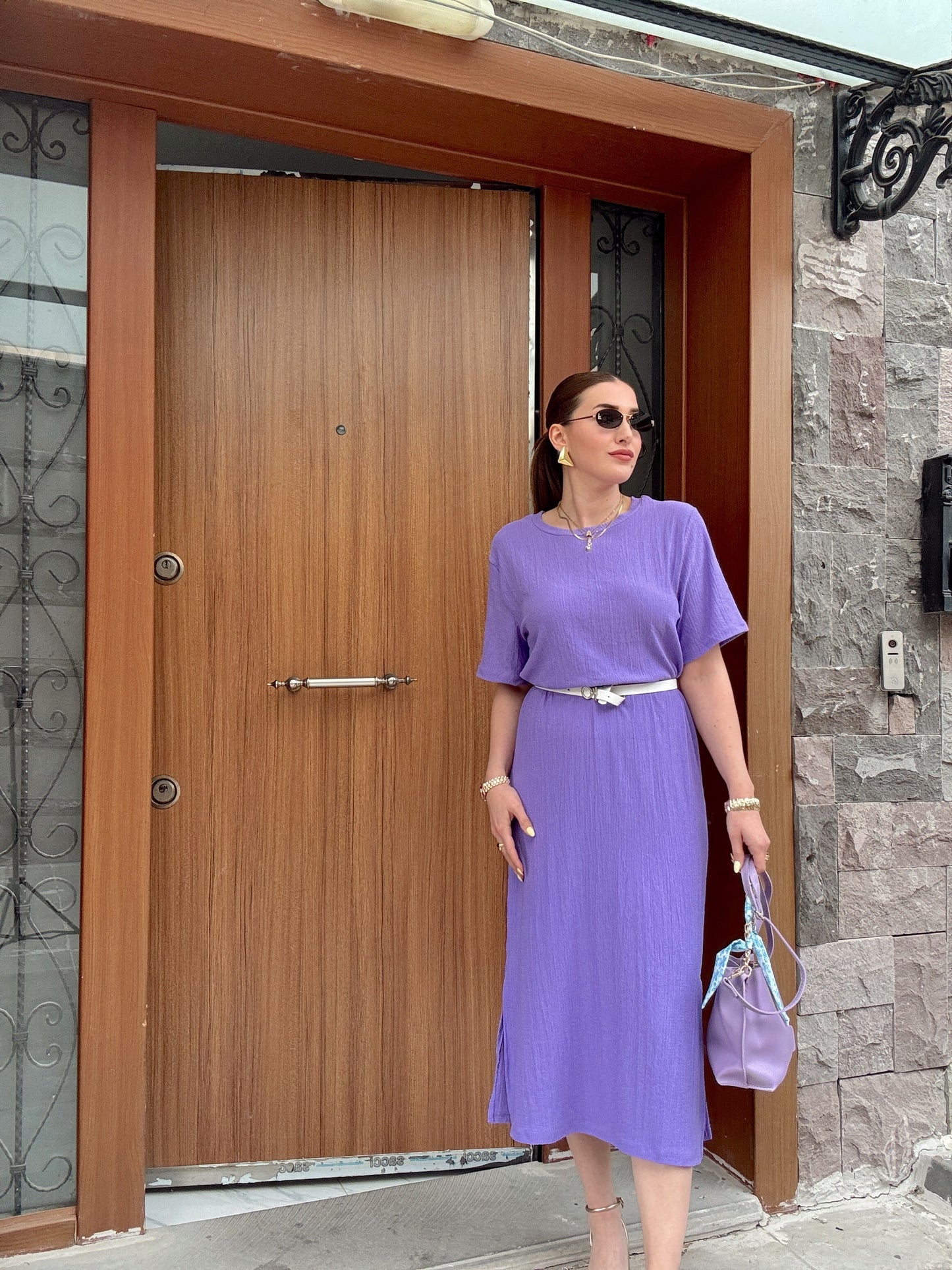 Oversize Salaş Elbise Lila
