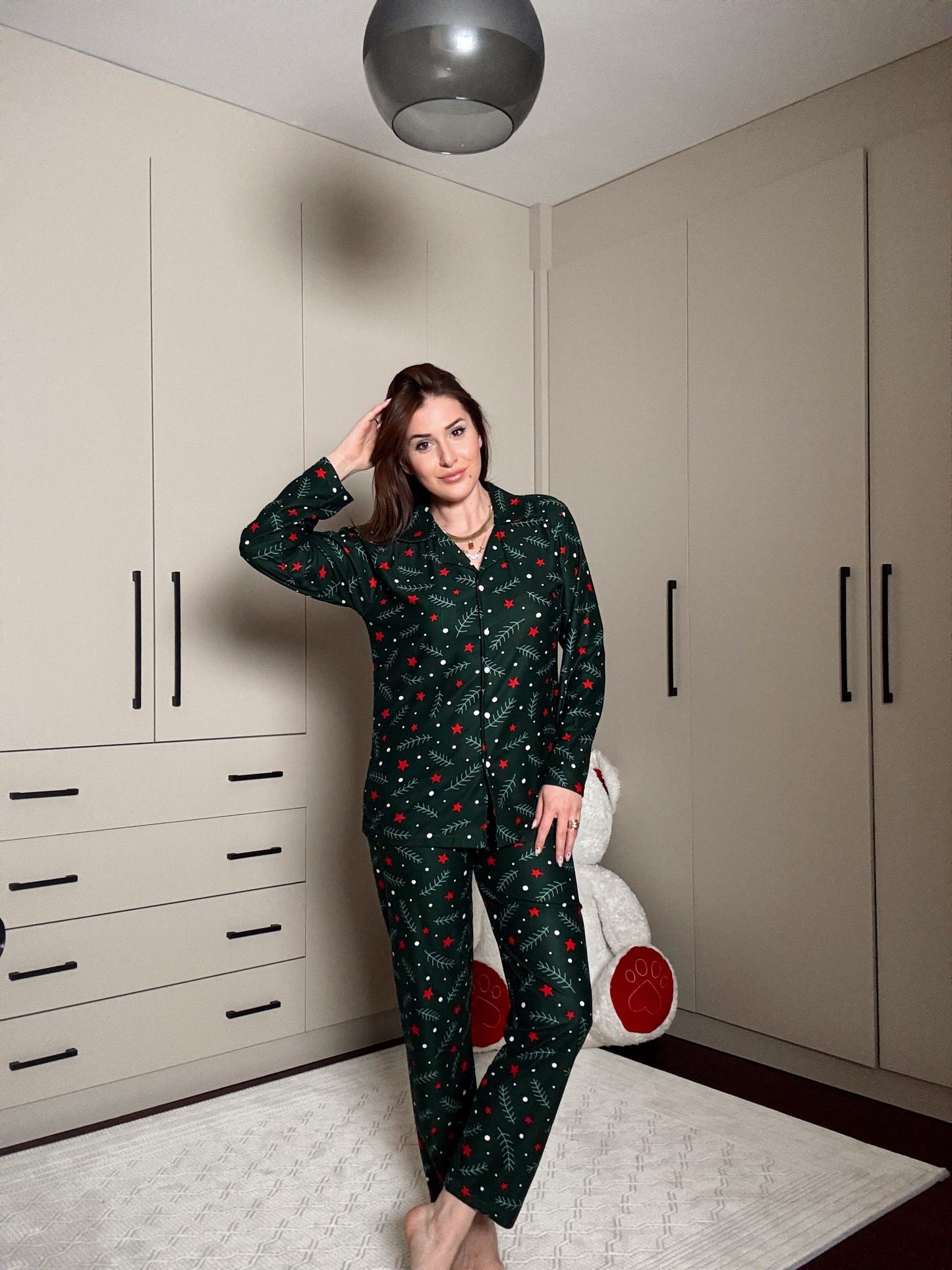 Polar yıldız desenli pijama takımı-YEŞİL