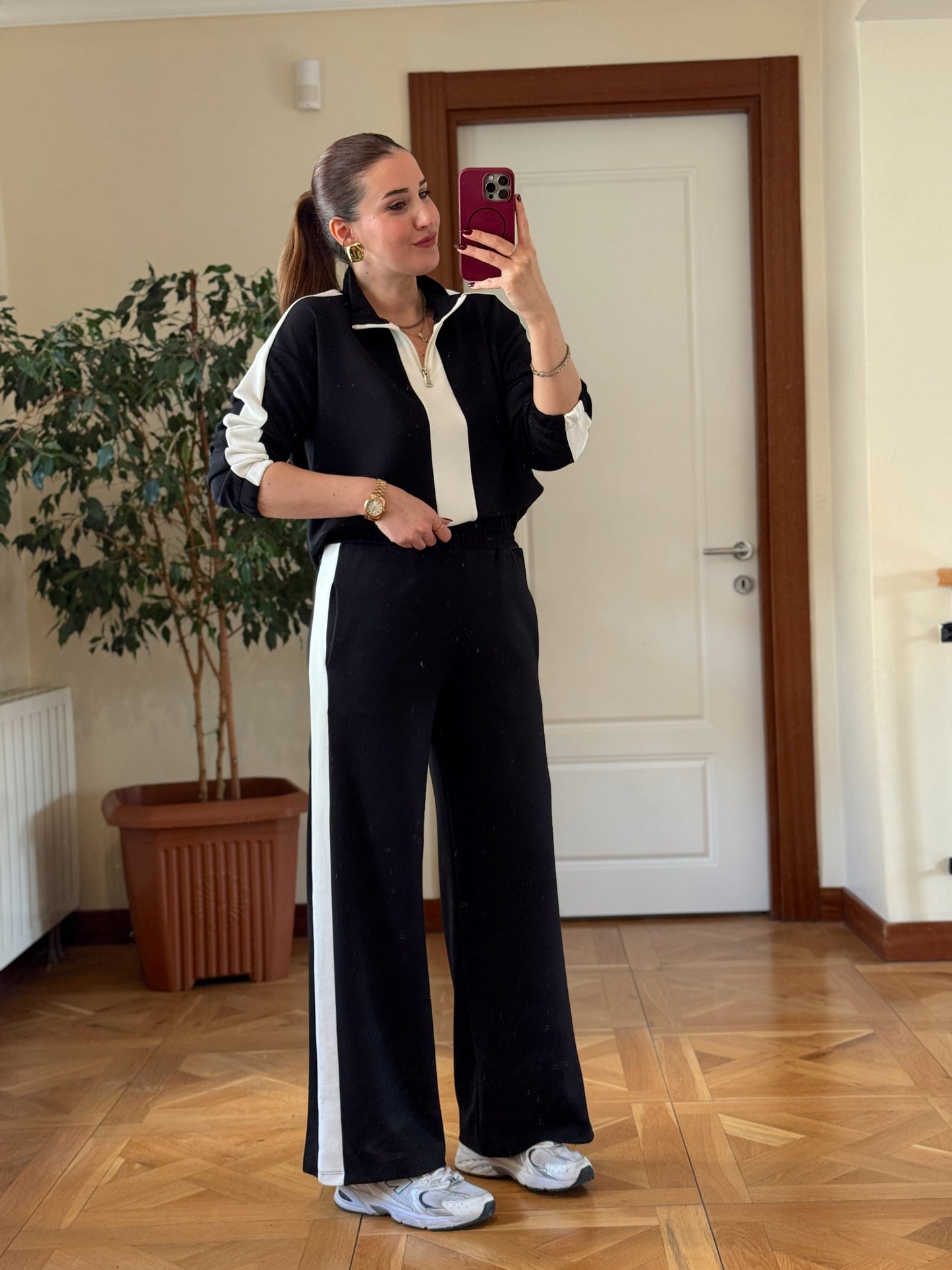 Yarım Fermuarlı Modal Takım Siyah