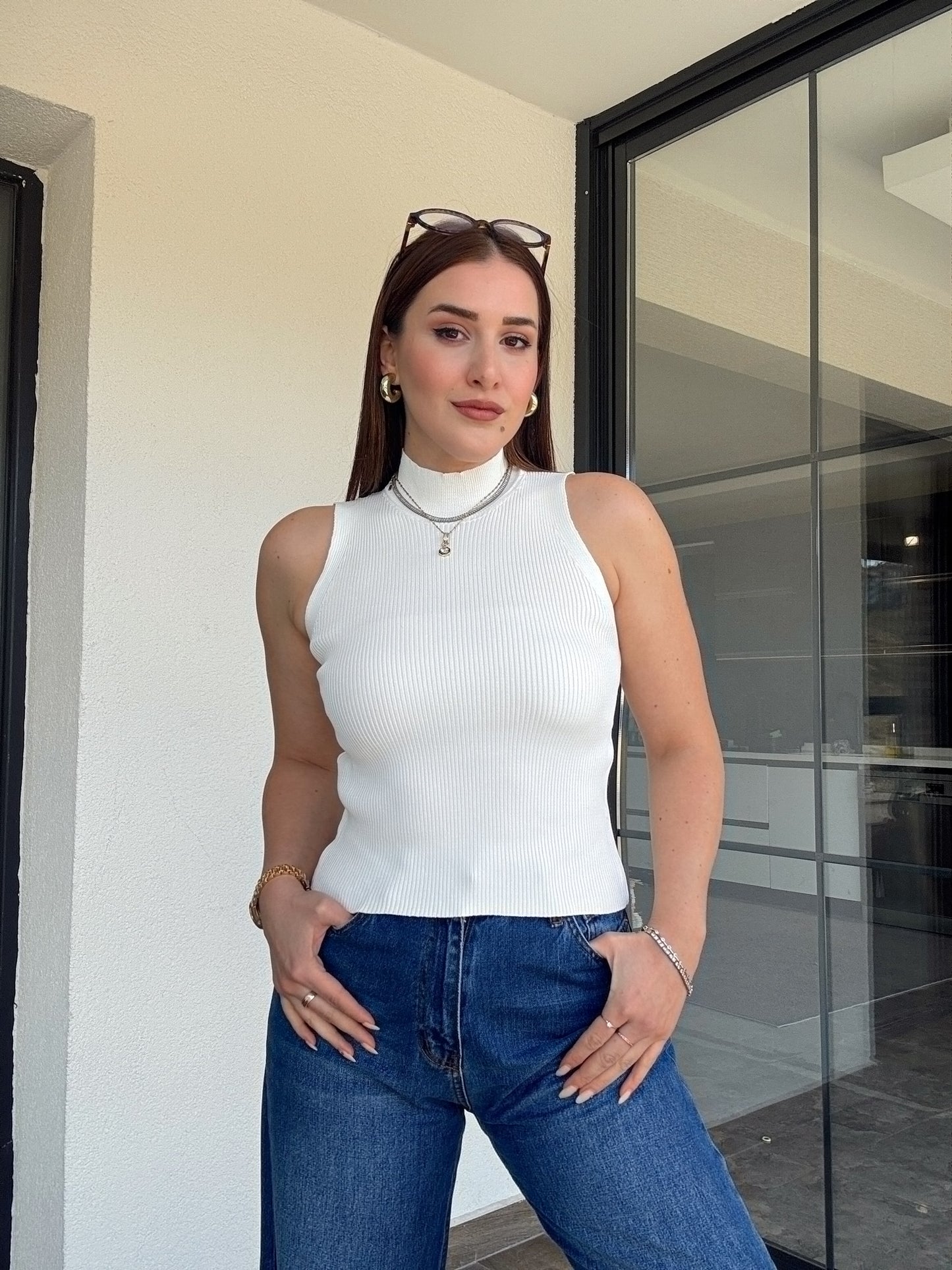 Kolsuz fitilli triko badi EKRU