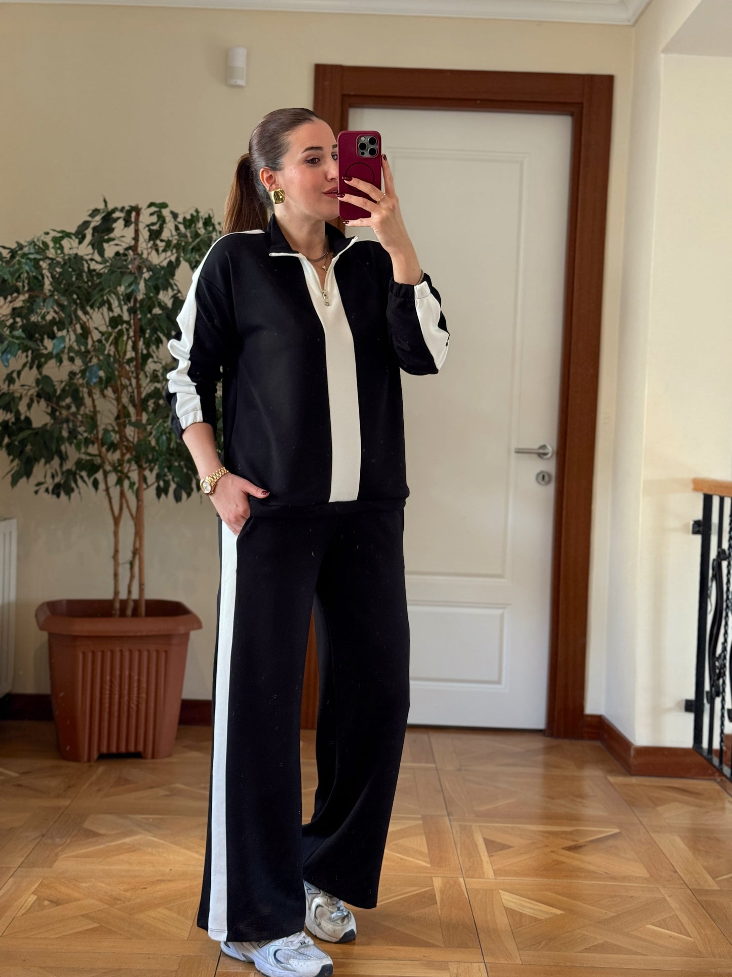 Yarım Fermuarlı Modal Takım Siyah