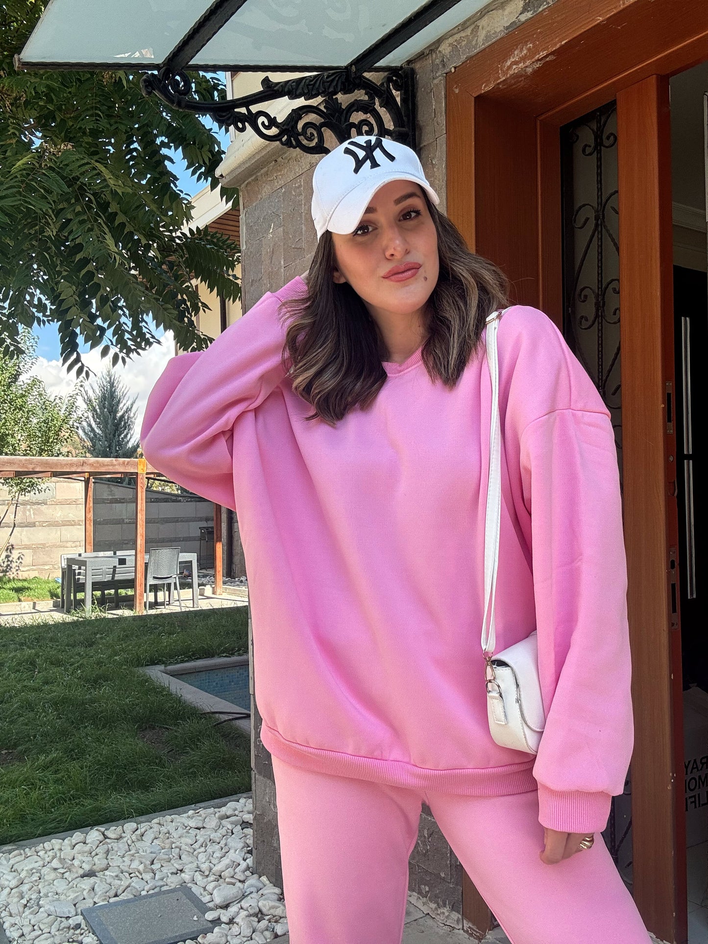 Üç İplik Şardonlu Basic Sweatshirt - PEMBE