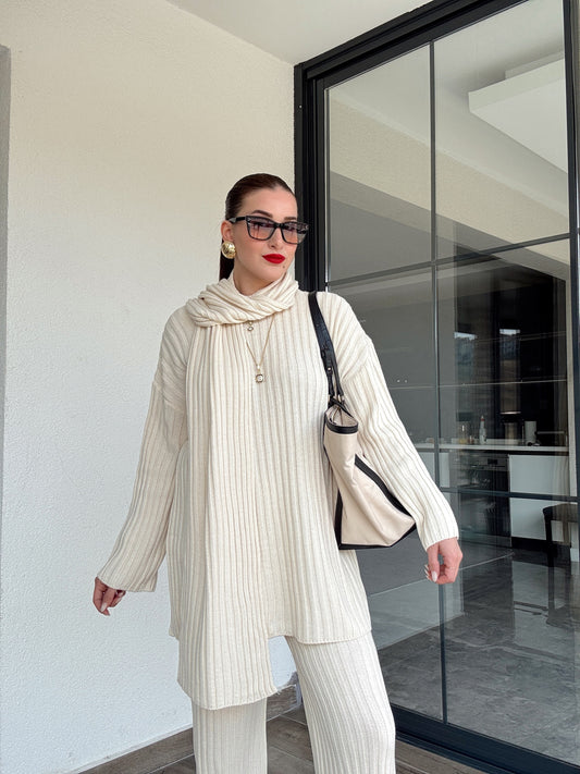 Şallı triko takım-LATTE