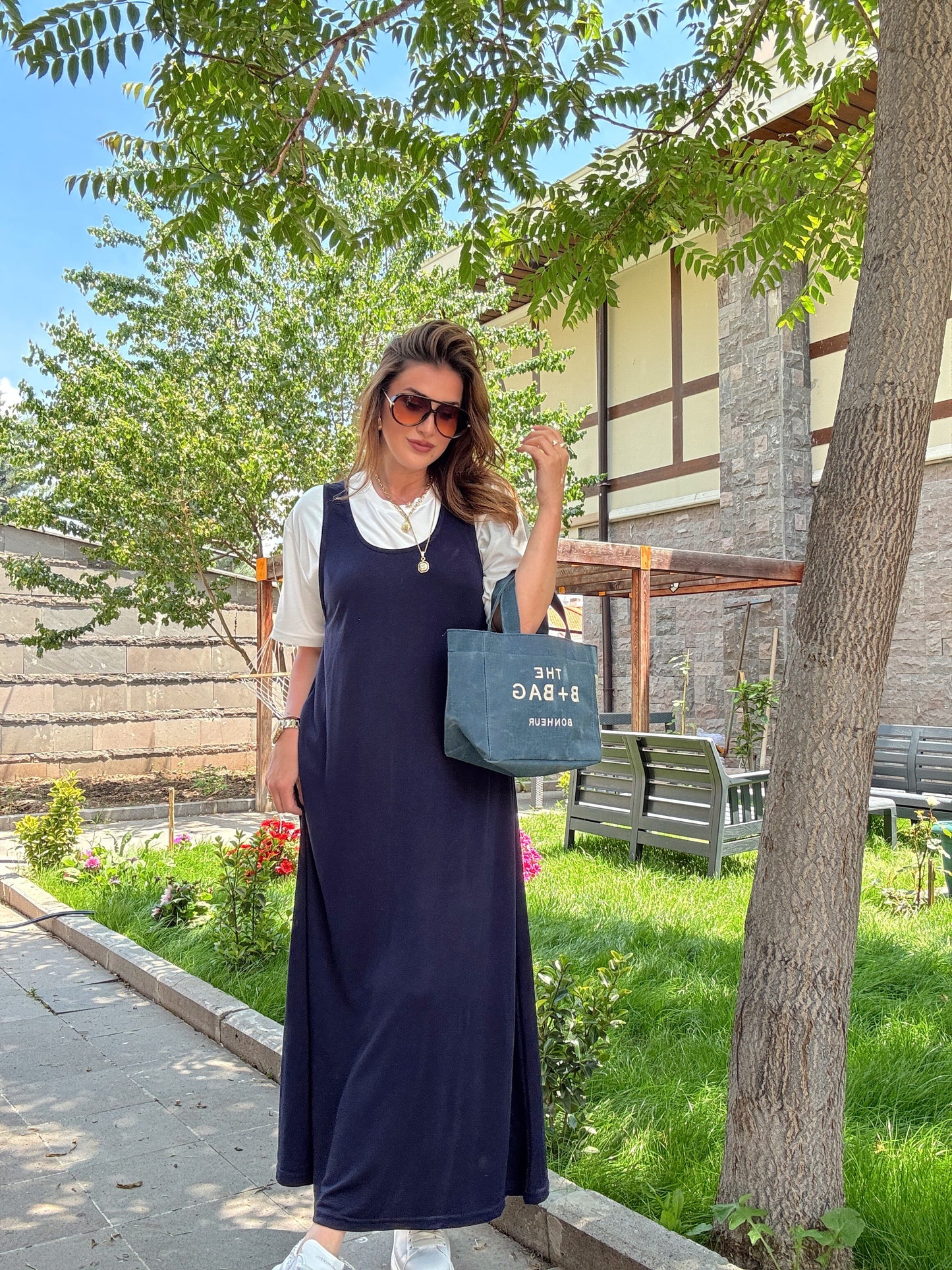 Oys Tişörtlü Elbise Lacivert