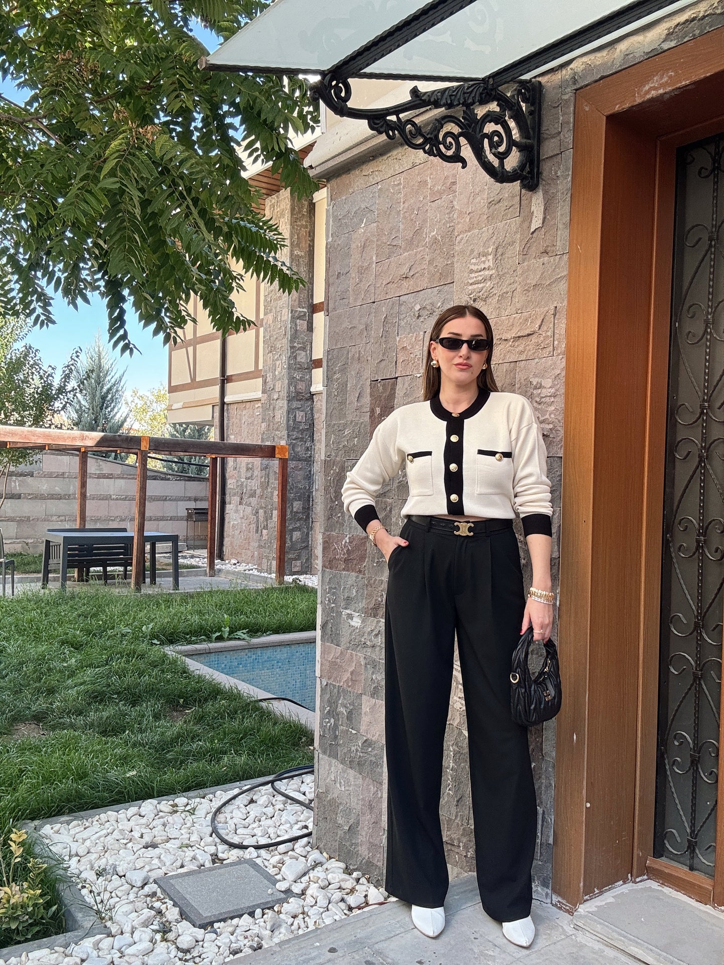 Palazzo Kumaş Pantolon - SİYAH