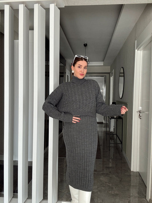 Balıkçı Saç Örgü Jileli Takım -FÜME