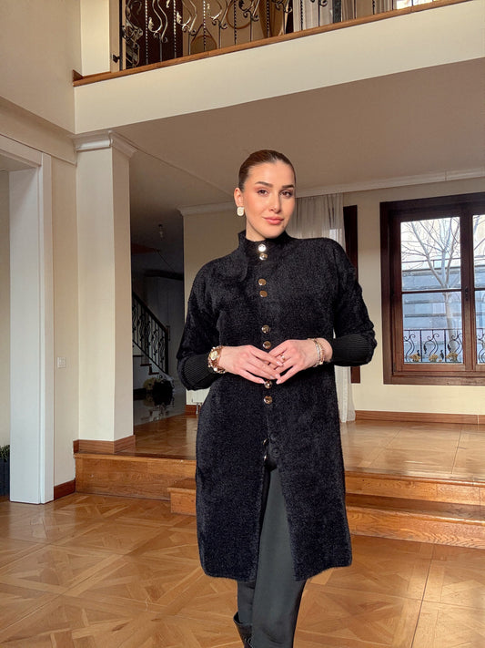 Gold düğme sakal kumaş HIRKA-SİYAH