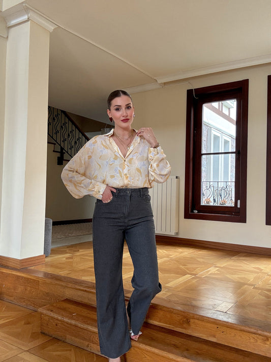 Victoria kesik paça Jean pantolon Gri