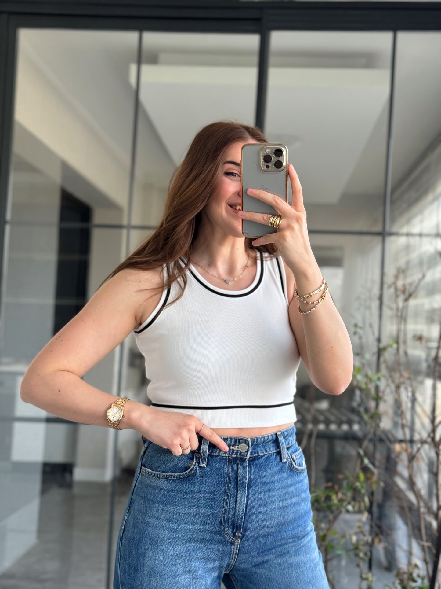 Biyeli Crop Atlet BEYAZ