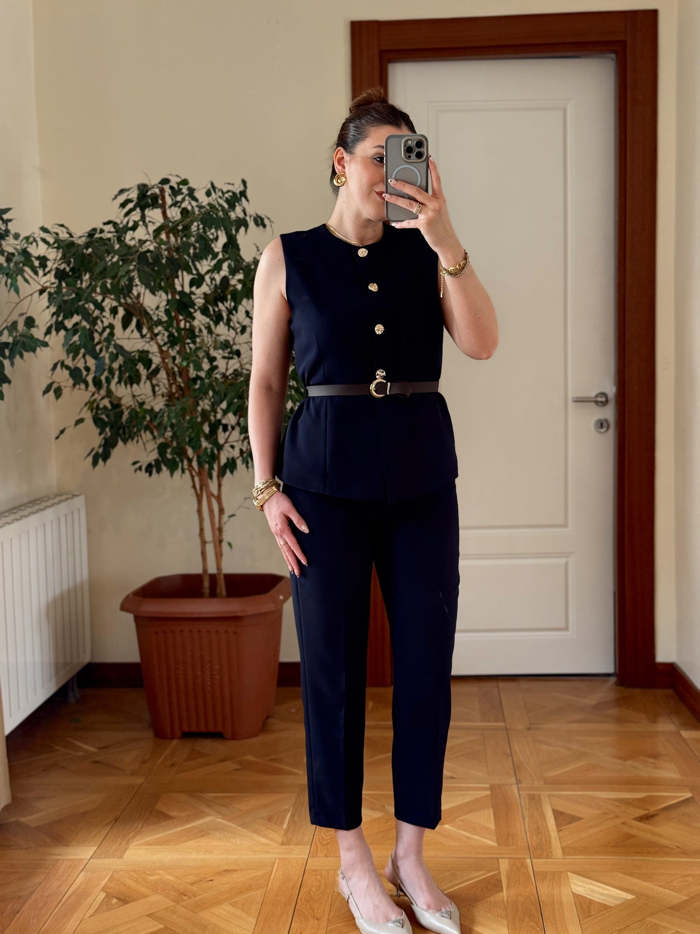 STELLA Kemerli Yelek-LACİVERT