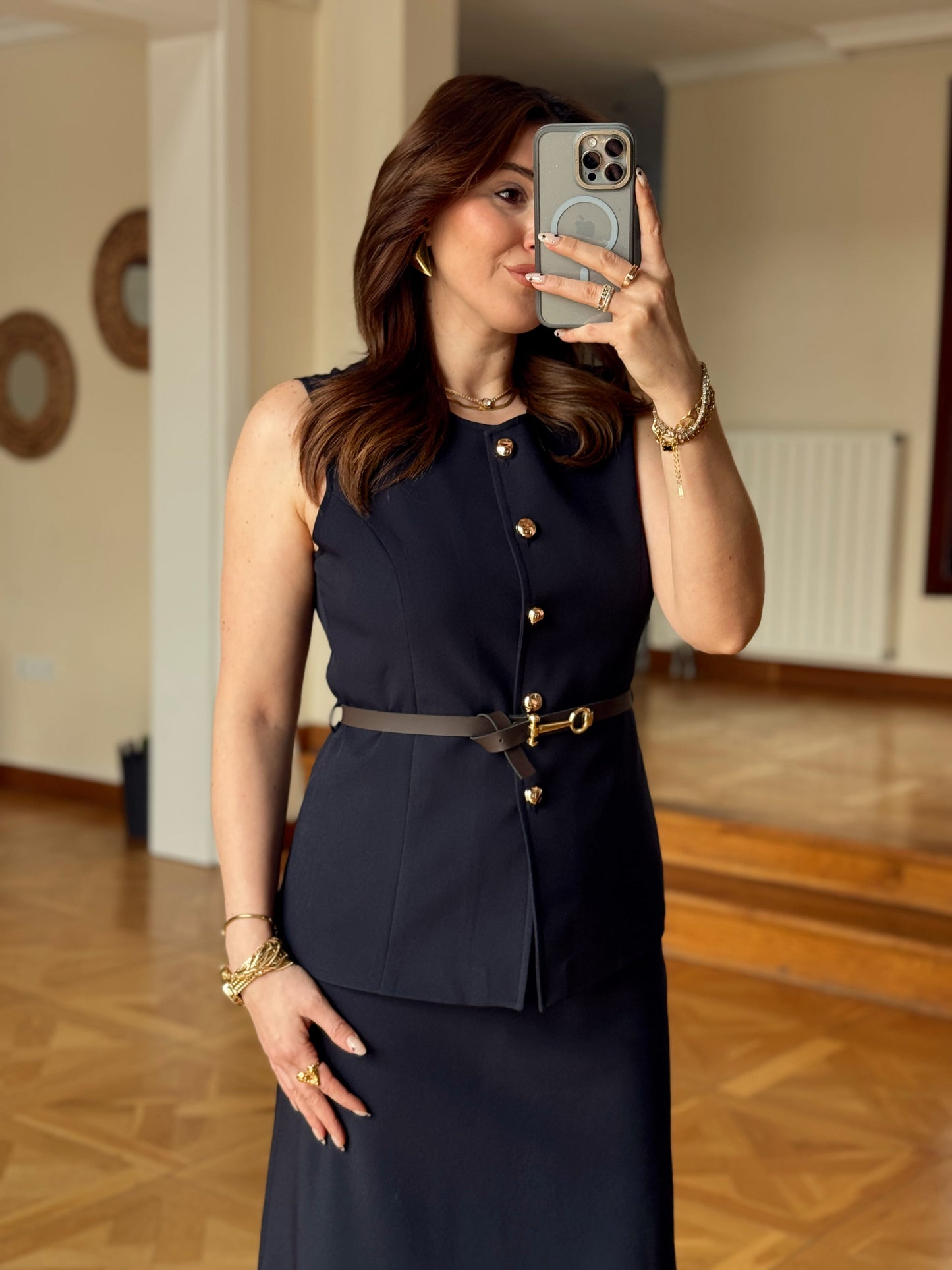 TORİNO Kemerli Yelek-LACİVERT