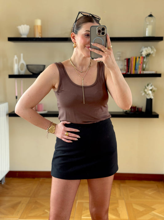 OYSH geniş yaka basic atlet Kahve