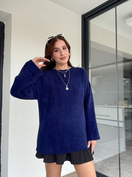 Sakallı triko kazak-LACİVERT