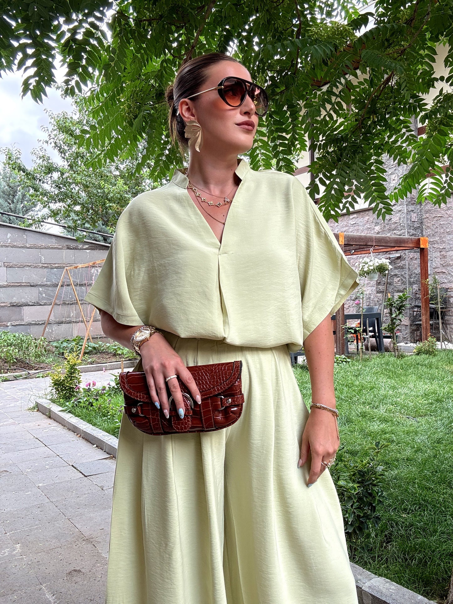 Oversize tensel ikili takım MİNT YEŞİLİ