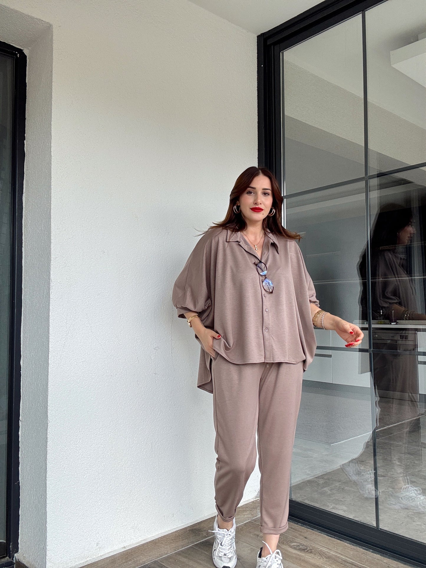 Premium Kumaş İkili Takım Vizon