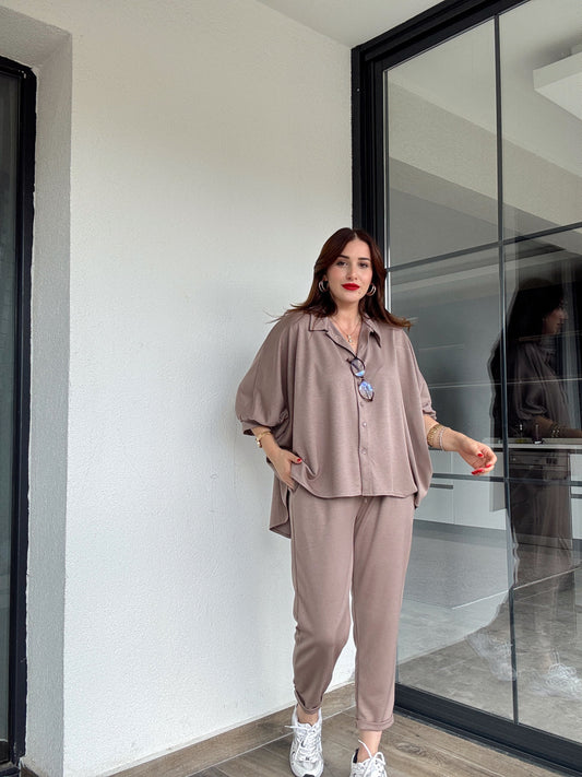 Premium Kumaş İkili Takım Vizon