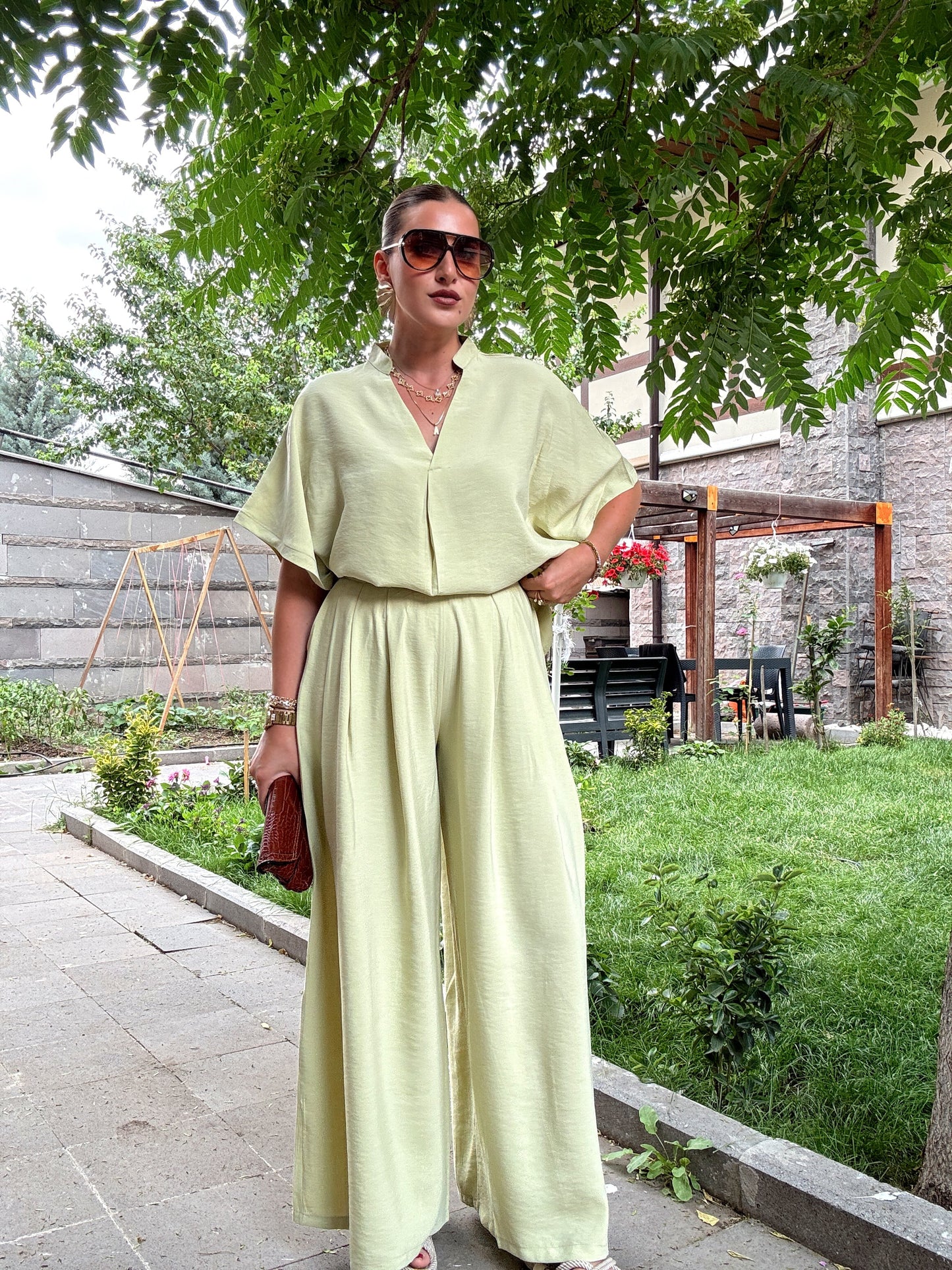 Oversize tensel ikili takım MİNT YEŞİLİ