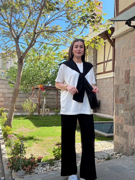 3 Parça Bağlama detaylı Takım Siyah