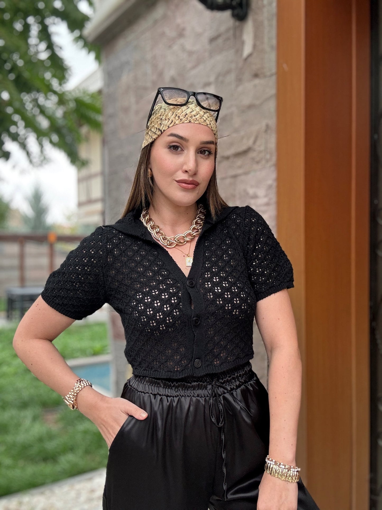 Ajurlu Premium Triko Hırka - SİYAH