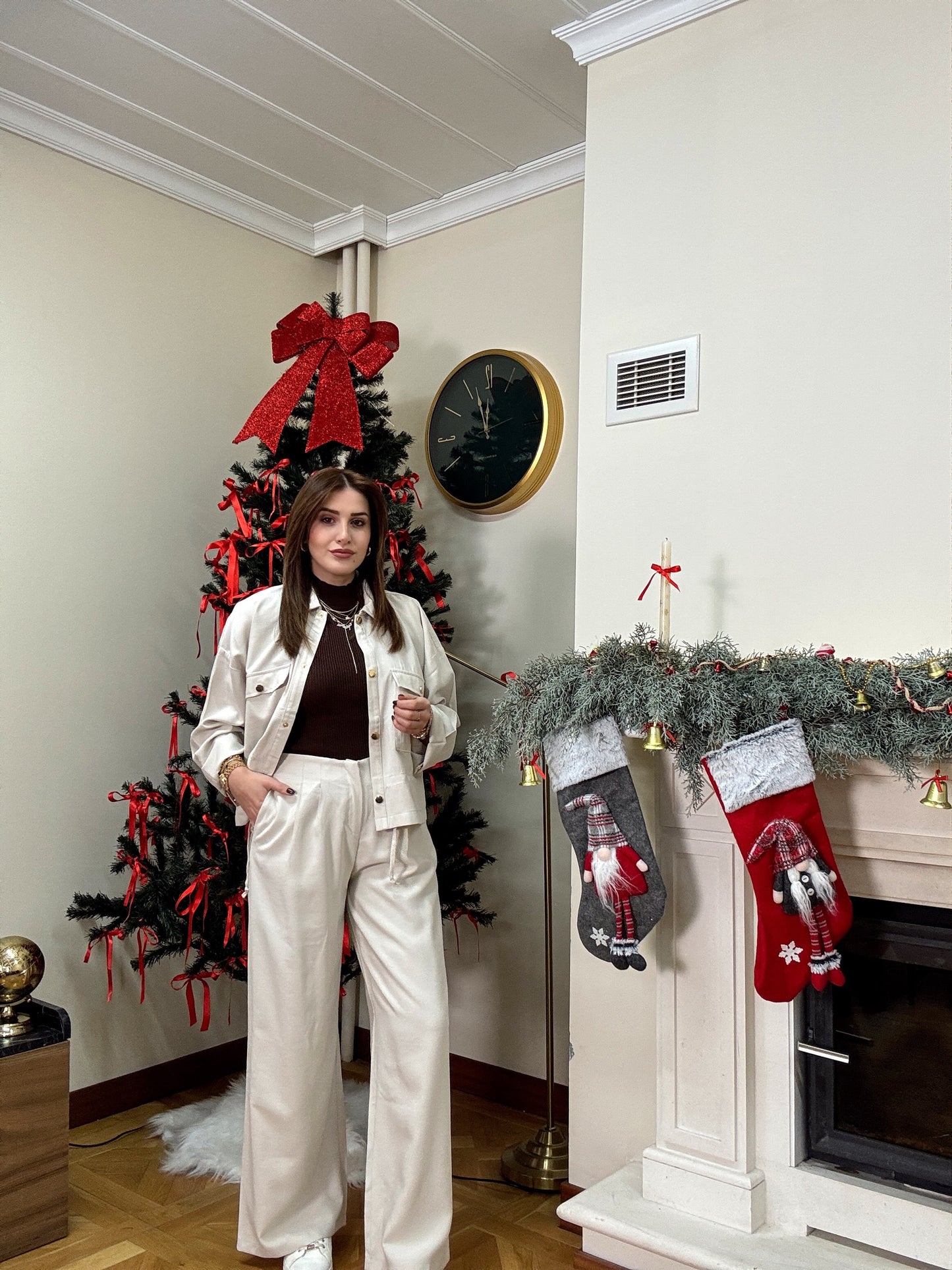 Mandela gold düğmeli ikili takım-BEJ