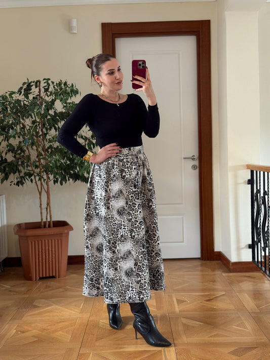 Leopar desen etek-SİYAH