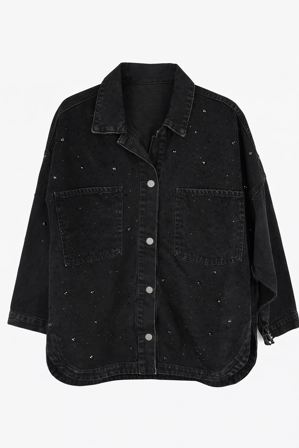 GALAXY taş işlemeli kot ceket SİYAH