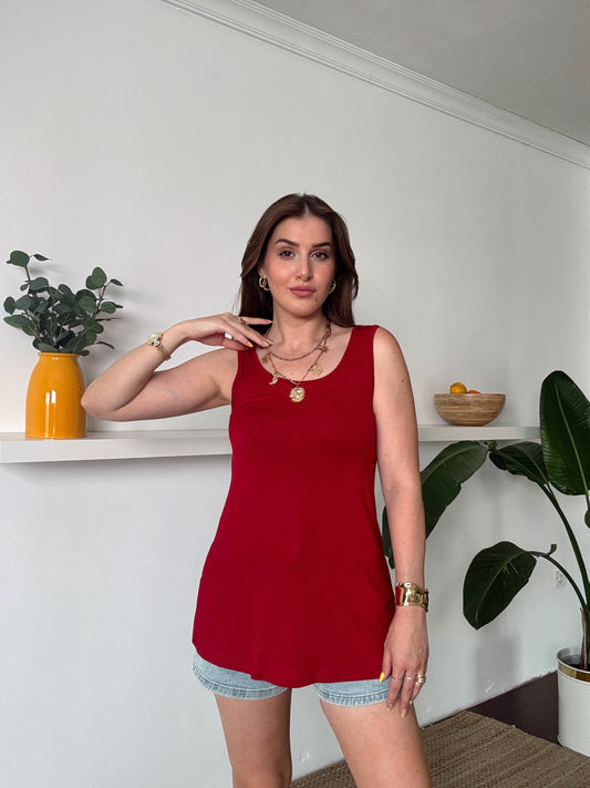 Modal Kumaş uzun atlet Bordo