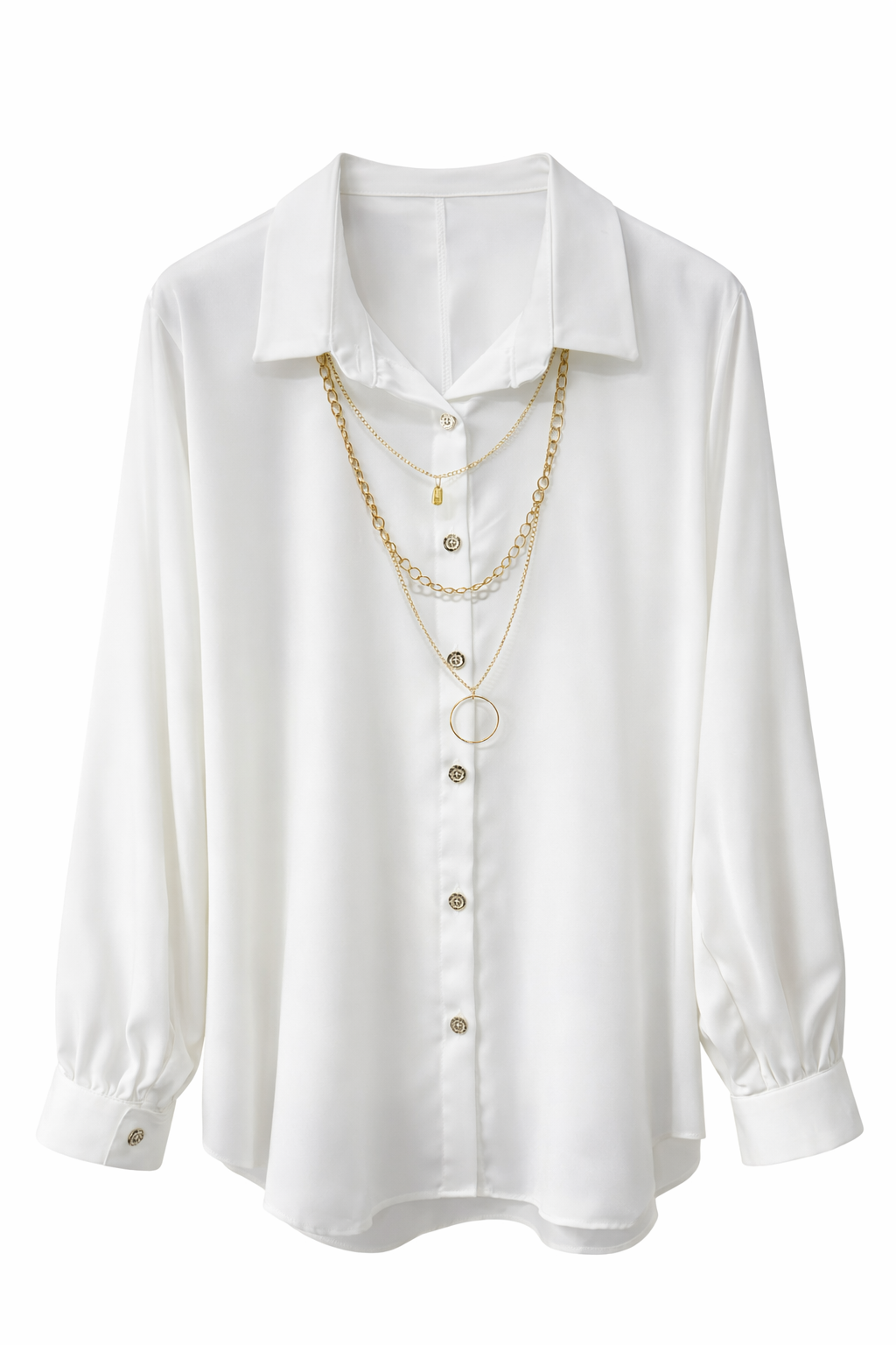 Yarasa Kol Kolyeli Gömlek-BEYAZ