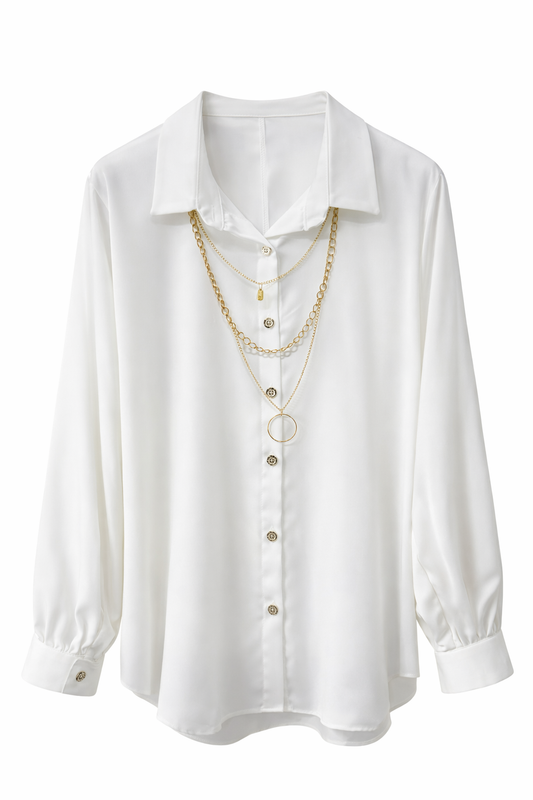 Yarasa Kol Kolyeli Gömlek-BEYAZ