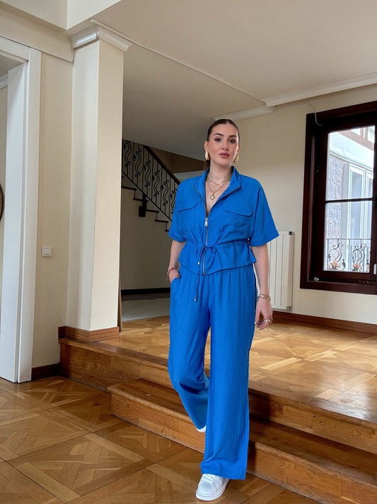 Pantolon Fermuarlı ceket takım - Mavi