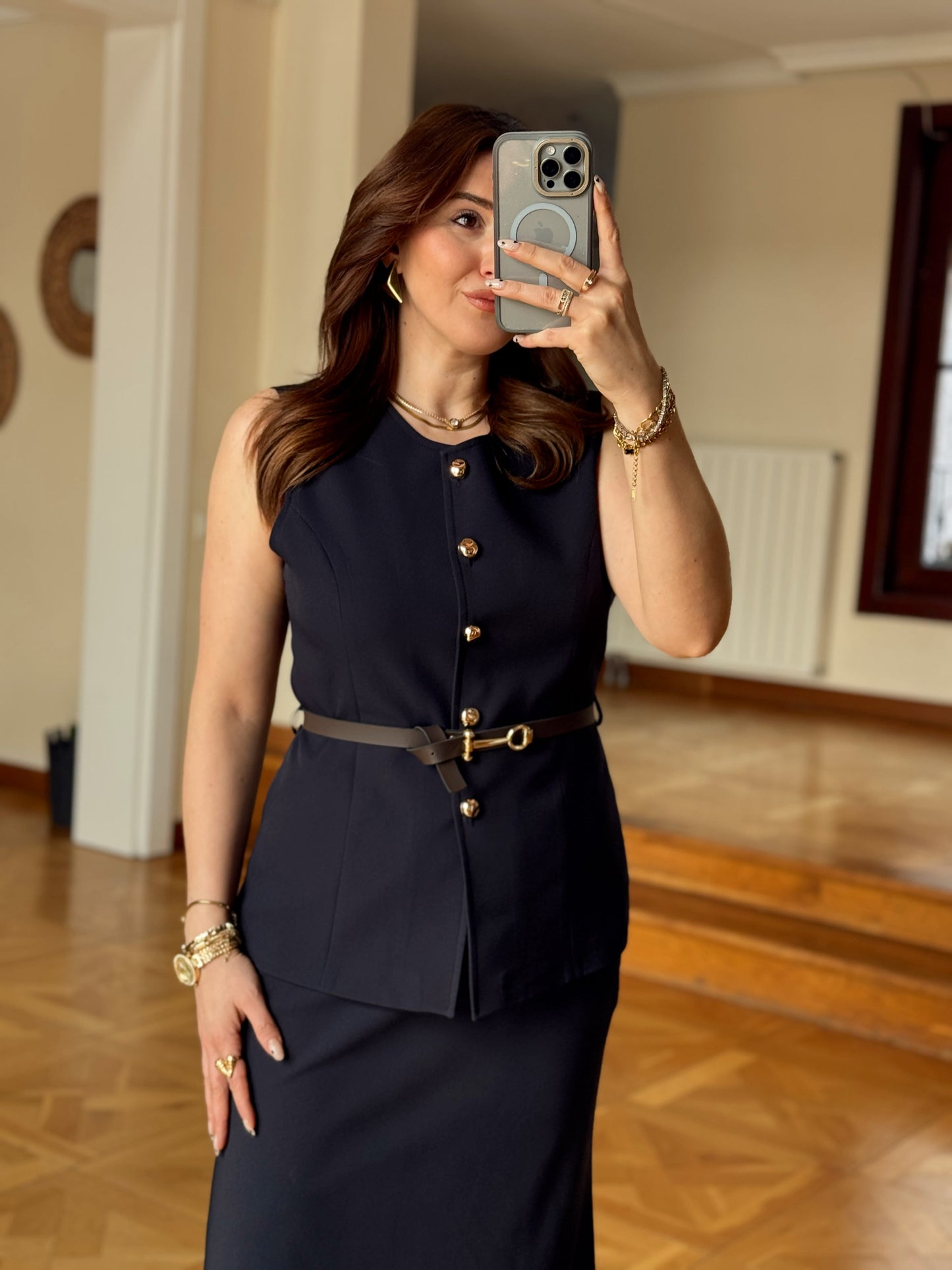 TORİNO Kemerli Yelek-LACİVERT