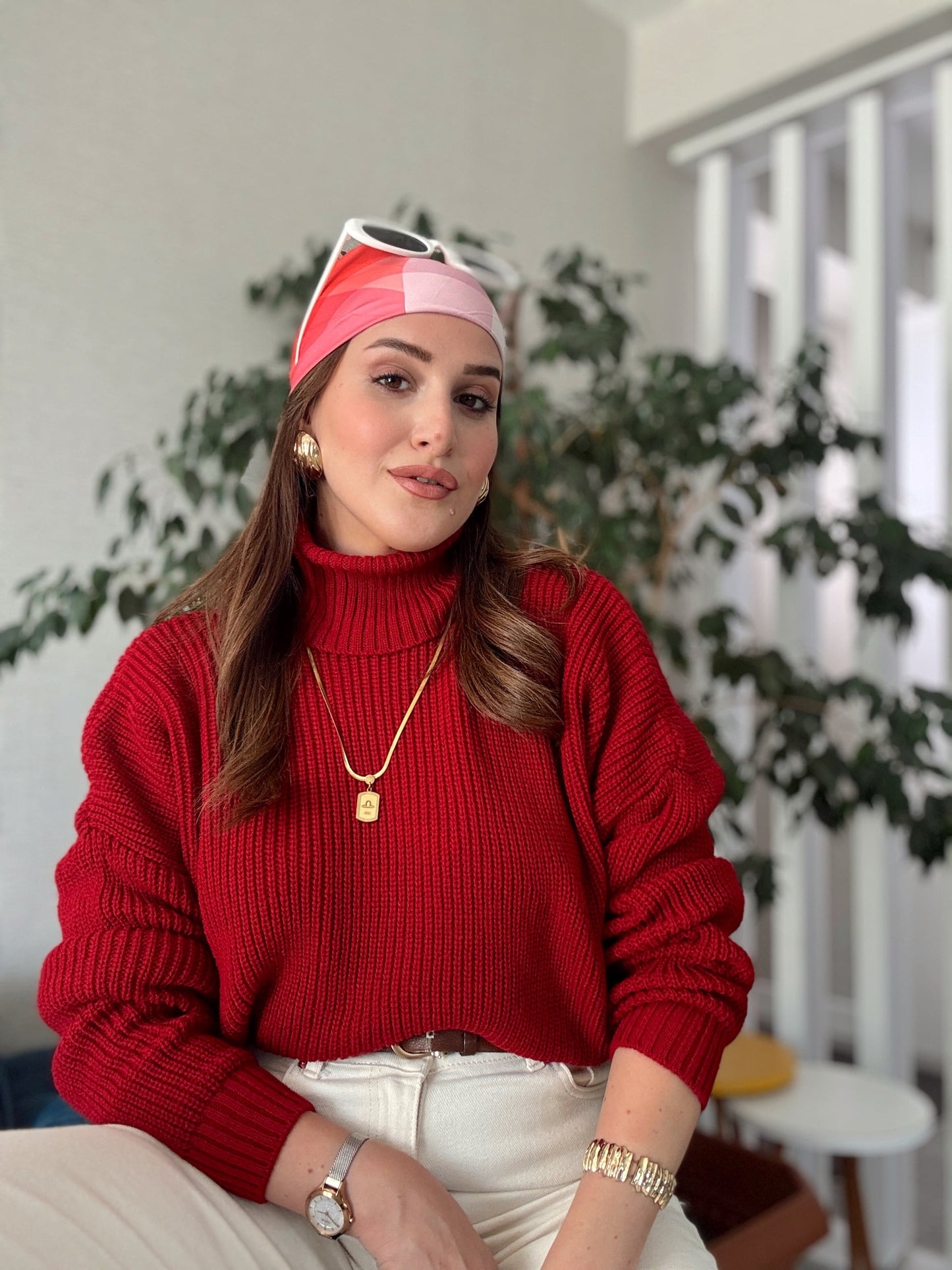 Balıkçı Yaka Selanik Örgü Kazak KIRMIZI