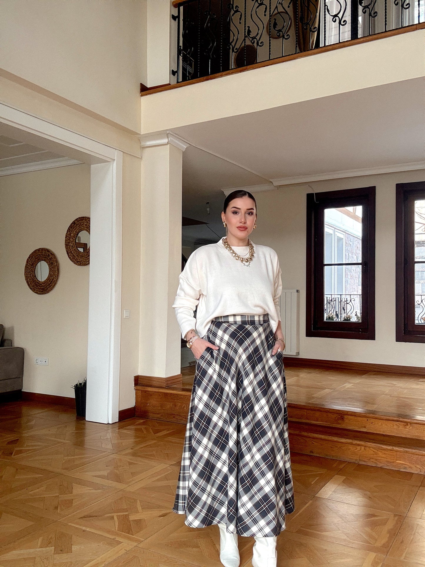 Ekose desen cepli etek-MİX