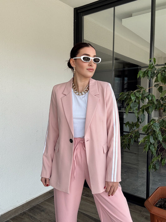 Kolu Şerit Detaylı Ceket - PUDRA