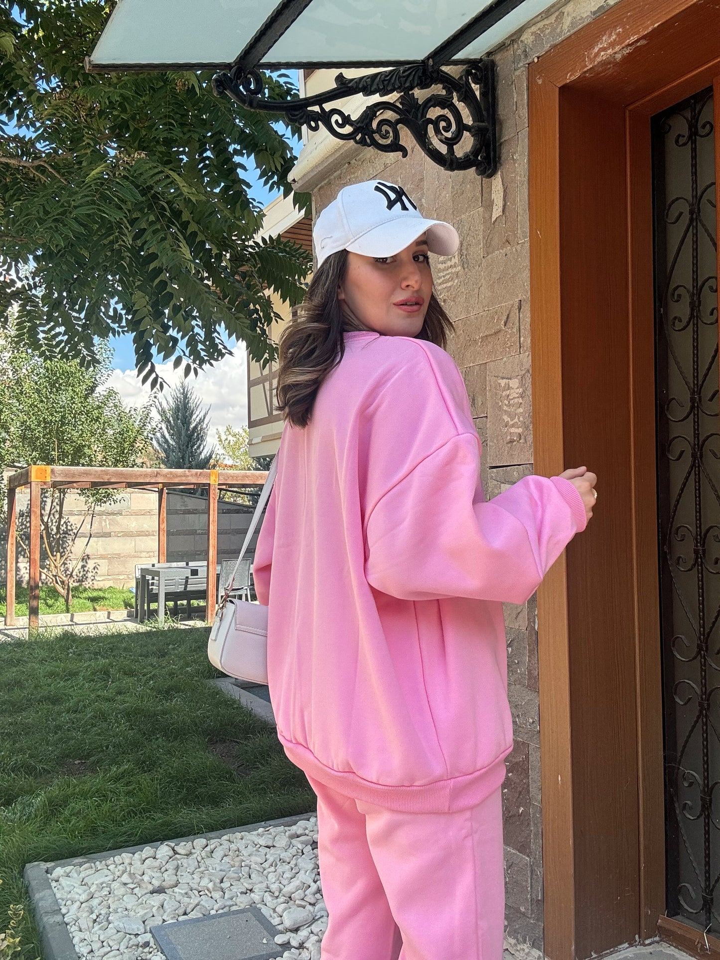 Üç İplik Şardonlu Basic Sweatshirt - PEMBE