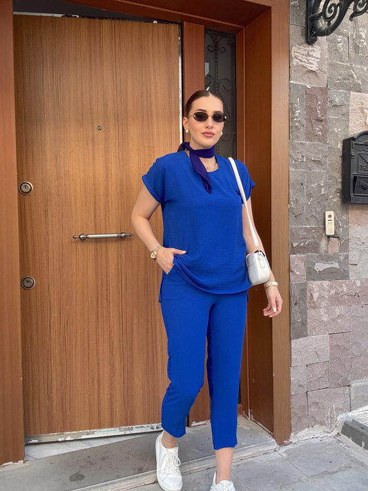 Aerobin paça pensli ikili takım SAKS MAVİ